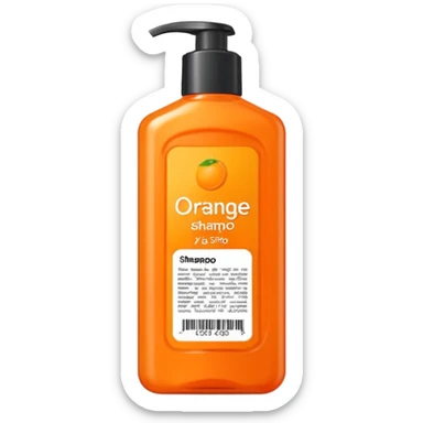 Orange shampoo in a rectangular package sticker