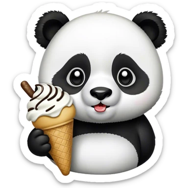 Panda eating ice cream sticker