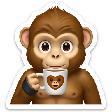 sideway monkey sipping coffee  sticker