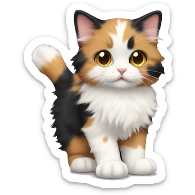 Calico-kitten-full body-fluffy-slightly chonky sticker