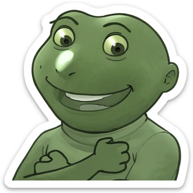 Boy with crossed arms around neck laughing  sticker