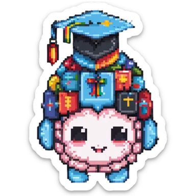 cute brain with a graduation cap sticker