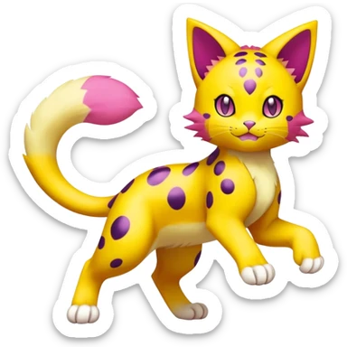 Colorful Liepard-Skitty-Delcatty-Pokémon-Fakémon-hybrid-creature (full body) sticker