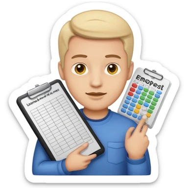 male aditor with spreadsheet emoji sticker