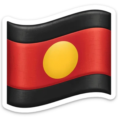 A wawy black and red rectangle with medium sized yellow circle in the middle flag sticker
