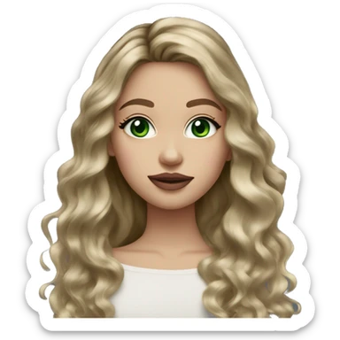 dark blonde balayage girl green eyes long hair pink lips rosy cheeks sticker