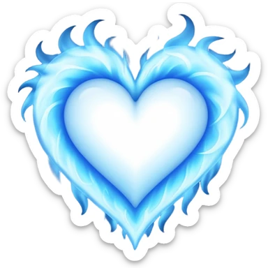 Blue flames in the shape of a pastel color all blue heart sticker
