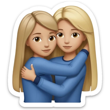 dark blonde girl with highlights and blowout hugging blonde girl with straight hair sticker