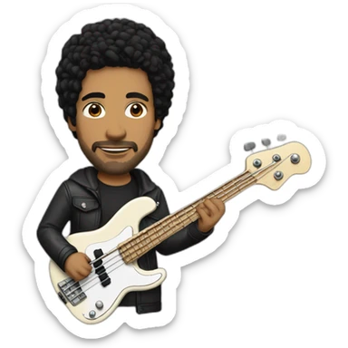 42 year old bass player, black hair, white dude sticker