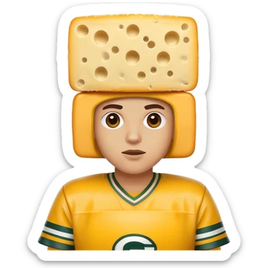 Packers fan with a block of cheese on his head sticker