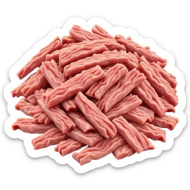 A pile of minced pork in strips sticker