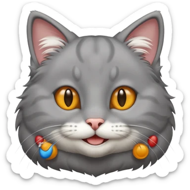 gray cat smile sticker