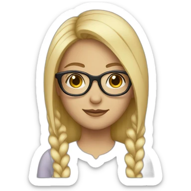 a blonde girl with two pairs of glasses sticker