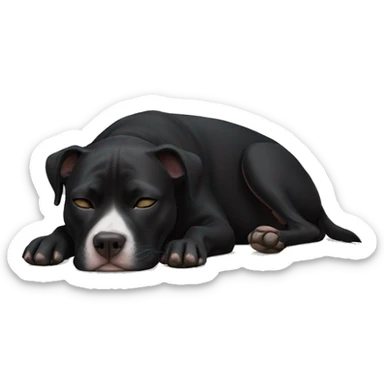 sleeping black pitbull laying down sticker