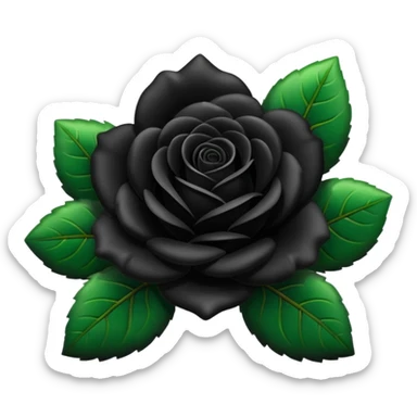 Rosa negra con hojas verdes sticker