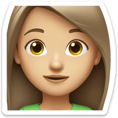 Girl with brown long straight hair and green eyes  sticker