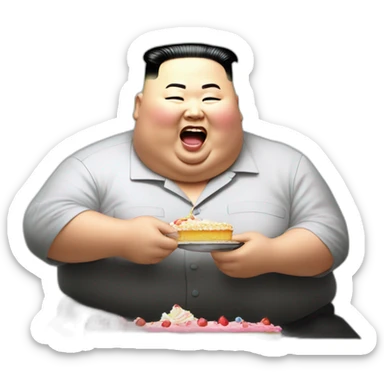 Kim jong un morbidly obese eating cake sticker