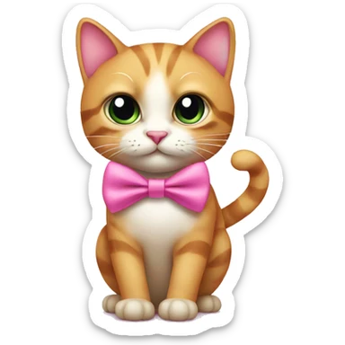 Cat with a bow pink  sticker