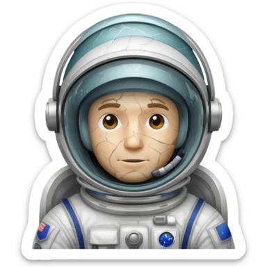 astronaut man with cracked glass helmet  sticker