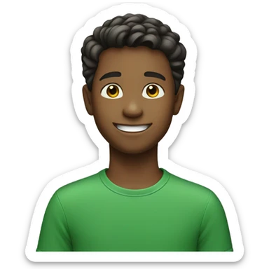 smiling boy with green shirt behind brgs high school sticker