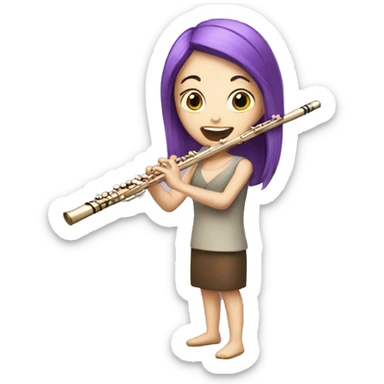 White girl with purple hair playing flute sticker