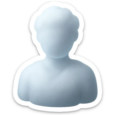 shoulder up, person made of white fluffy clouds, front view, matte glass style sticker