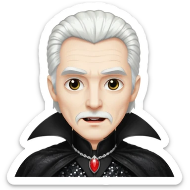 Dracula with white hair, black sequin outfit sticker
