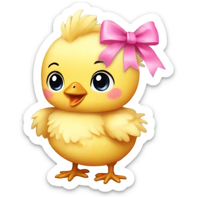 Baby chicken with pink bow sticker