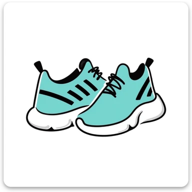 turquoise running shoes, athletic footwear, blue-green sneakers sticker