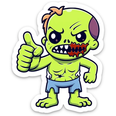 zombie giving thumbs up gesture sticker