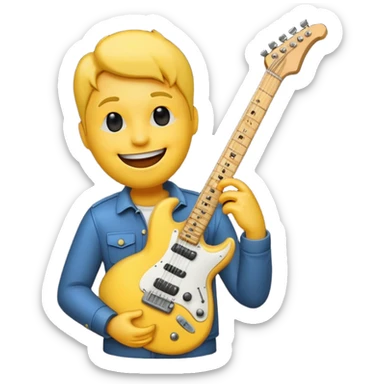 Bana elektronik gitar emojisi yap ama bir tane yüz emojisinin elinde olsun sticker