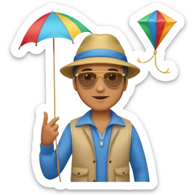 man with kite,Kite Flyers, big kite. sticker