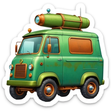  Actively-leaning antique tall truck robotic twenty passenger comfort Mars alien rover Scooby Doo Mystery Machine  sticker