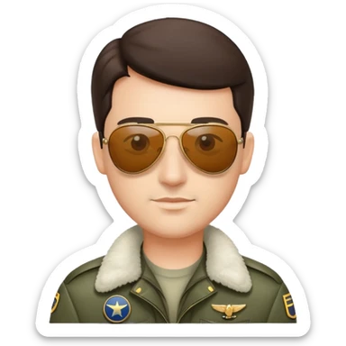 pilot with aviator sunglasses sticker