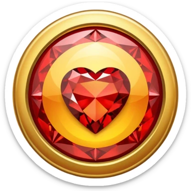 Make a round badge for a paid subscription out of gold with red diamonds and the number level 4. sticker