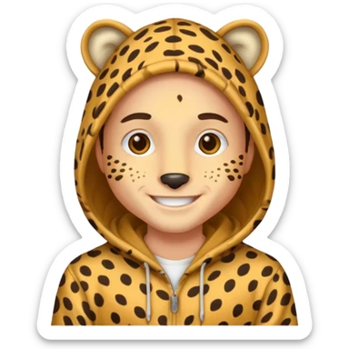 man fair in cheetah costume hoodie sticker