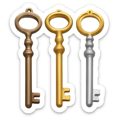 4 same keys but built of different materials: Bronze, silver, gold, dimond sticker