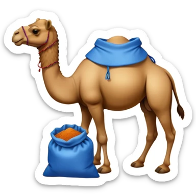 camel with a blue sack with spices on his back sticker