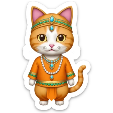 cat wearing indian clothes sticker