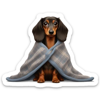 Long haired Dachshund in a blanket  sticker