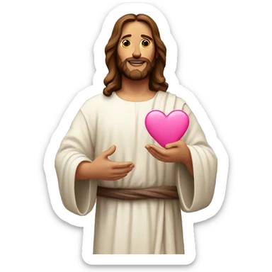 Jesus with pink heart in his hands sticker