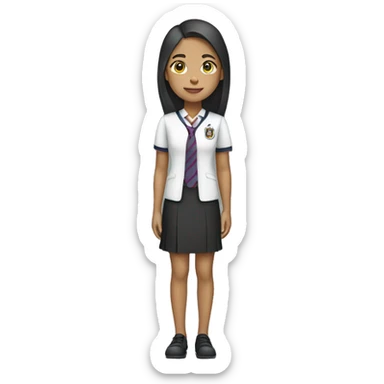 A full body emoji of a Malay young girl with collegiate uniform sticker