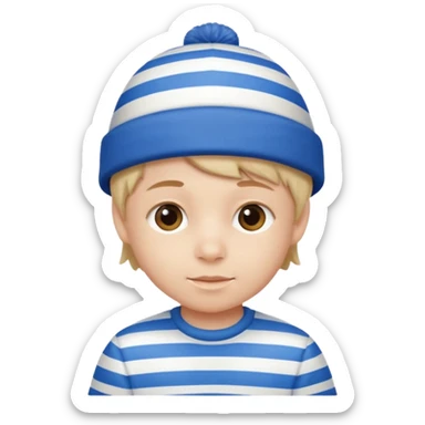 kid with blue and white hat sticker