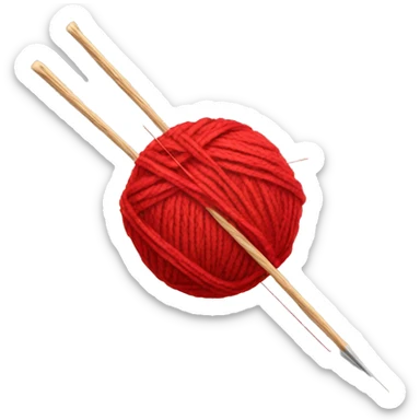Red Ball of yarn and needles sticker