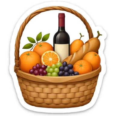 Orange basket with both food, drink and fruits sticker