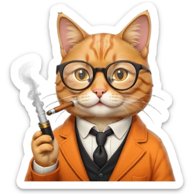Cat with glasses and smoking sticker