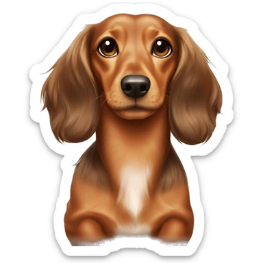 Female caramel long haired miniature dachshund  sticker