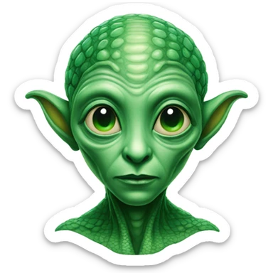 Alien portrait detailed with green scales sticker