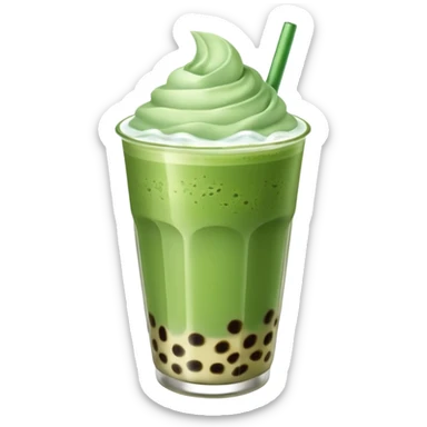 matcha latte with boba and ice sticker