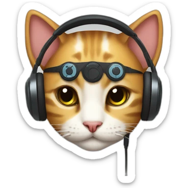 Cat gamer headphone sticker